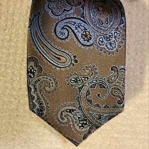 Bellissimo Italia Brown Blue Paisley Tie 100% Skinny Silk Classic Business Mens